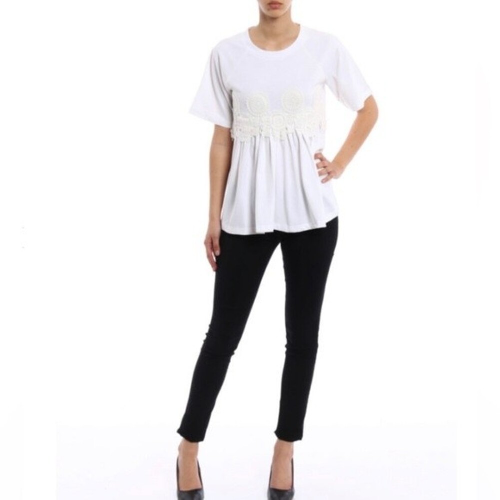 CHLOÉ Lace Pattern Crew Neck Top